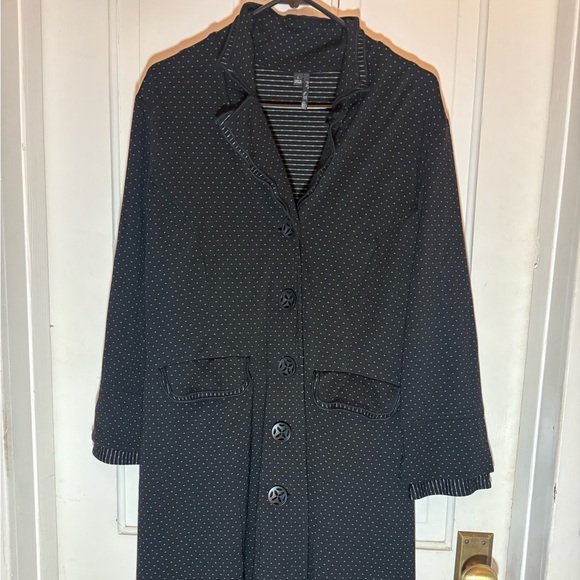 Women's Black Polka Dot Coat - Picture 1 of 7